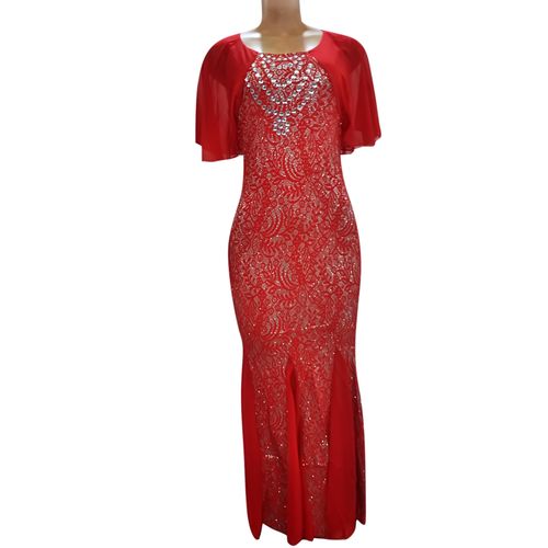Agelex DLargge Maxi Shinning Body-Con Dress – Red