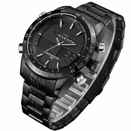Naviforce Stainless Steel Digital, Analog Wrist Watch – Black