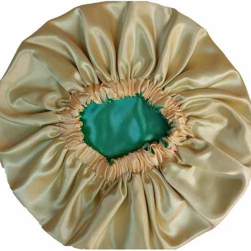 Generic Women’s Adjustable Satin Hair Bonnet – Cream, Green