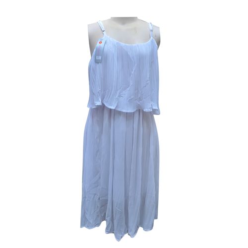 Agelex DLargge Simple Arm-less Chiffon Cover Dress – White