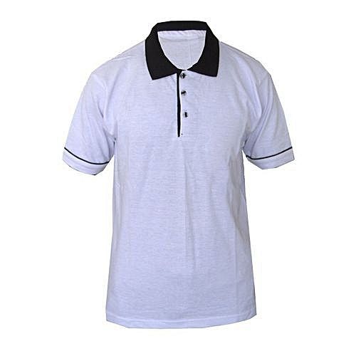 Generic Collar Cotton T-shirt – White, Black
