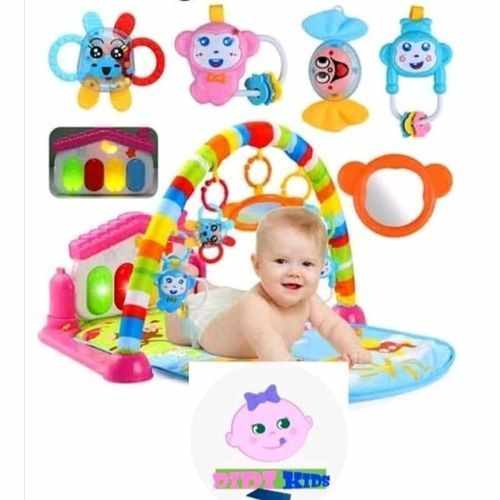 Generic 3 in 1 Baby Light Musical Gym Play Mat Lay Play Fitness Piano, Multi colour	
