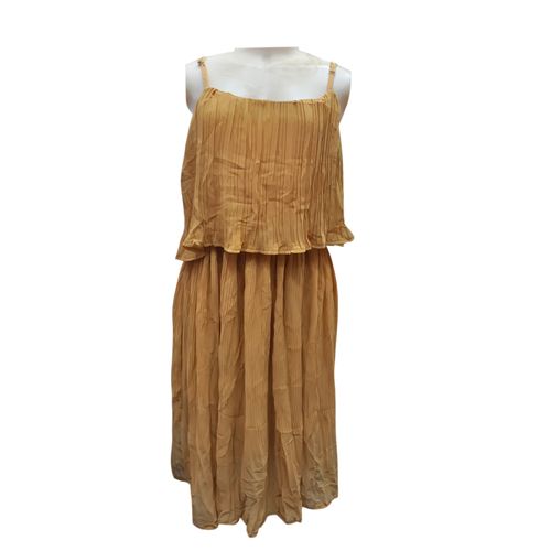 Agelex DLargge Simple Arm-less Chiffon Cover Dress – Brown