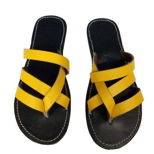 Generic Sawed Faux Leather Women’s Sandals – Yellow, Black	