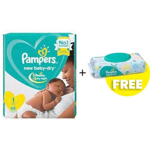 Pampers 1 Pamper Pants JP S1( 2-5kgs+)-(2*88s) + FREE Fresh Wipes	