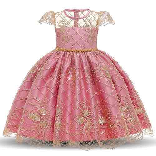 Generic New Design Lace Party Princess Dress, Pink,Gold	