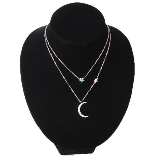 Generic Moon and Stars Layer Necklace – Silver