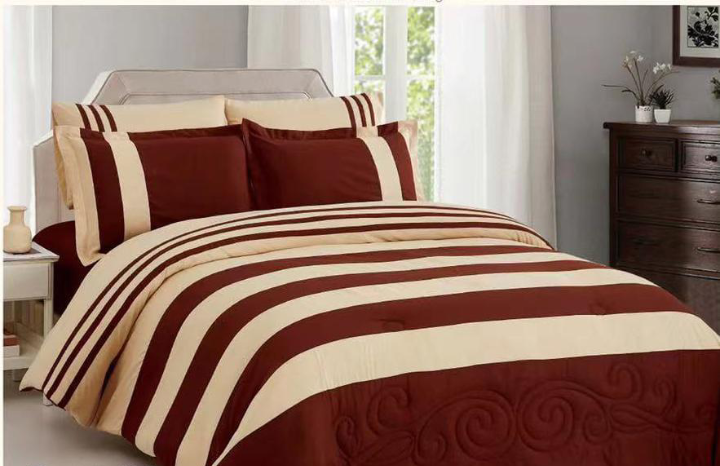 Duvet Cover with 1Bedsheet 2Pillowcases - Maroon, Cream