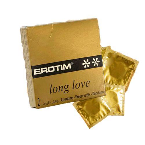 Erotim Long Love Condom Studded & Ribbed, 2’s – Gold	