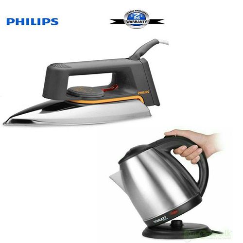 Bundle of Philips Dry Iron Flat with 2litres Scarlet Kettle