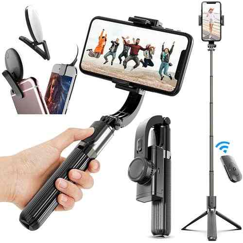 Generic Gimbal Stabilizer for Phone Bluetooth Selfie Stick Tripod Anti-Shake Handheld Cell Phone Tripod Stand Holder