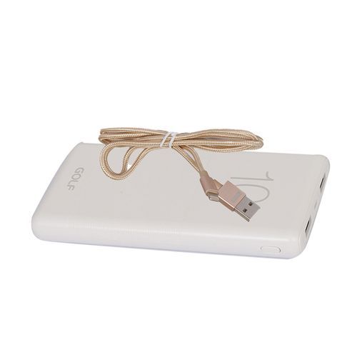 Golf G80 Power Bank 10000 mAh With Free Cable – White
