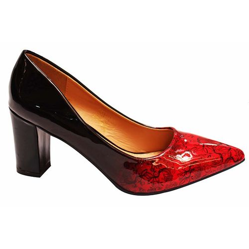 Generic Women’s Flower Pattern High Heel Shoes – Black,Red	