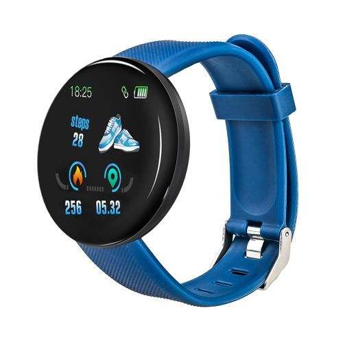 Generic Water Proof Smart Watch D18 Clock Round Heart Rate Measure For Men & Women-Blue