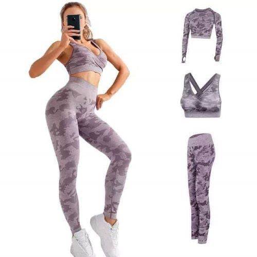 Generic 3piece Womens Gym/Yoga Sports Wear-Purple	