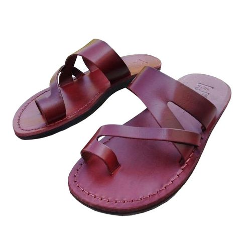 Generic Classic Strip Men’s Leather Craft Sandals – Brown	