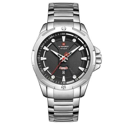 Naviforce Analog Mens Stainless Steel Watch – Silver