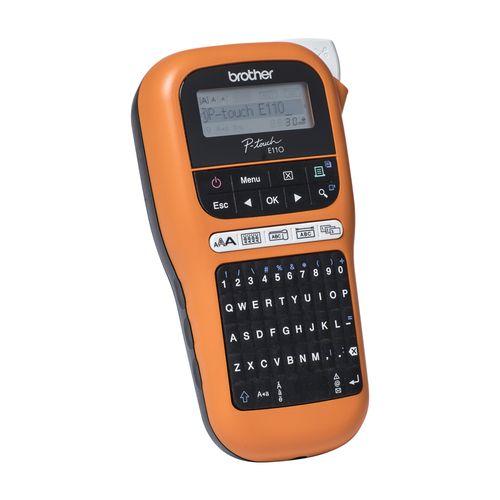 Brother PT-E110VP Handheld Electrician Label Printer-Orange/Black	