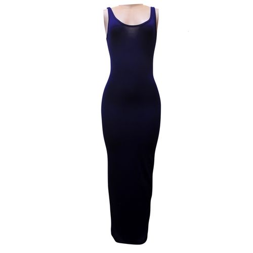 Agelex DLargge Women’s Cotton Tank Maxi Dress Body-con Sleeveless – Navy Blue