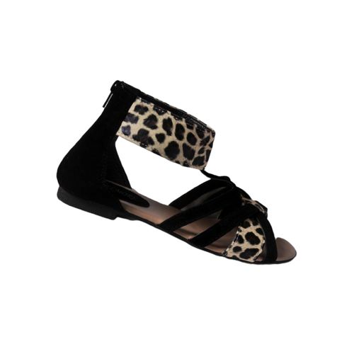 Generic Women’s Designer Sandals – Black,Animal Print	