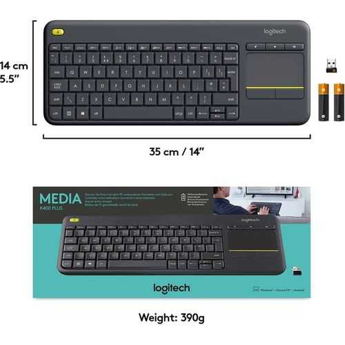 Logitech K400 Wireless Keyboard Plus Touchpad- Black	