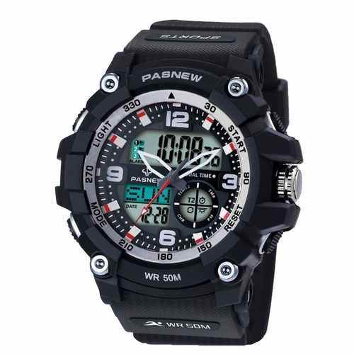 Pasnew Water Proof Men’s Digital And Analog Watch – Black