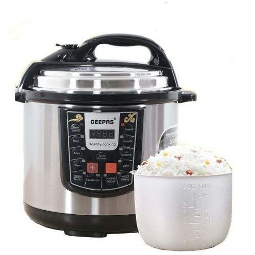Geepass 6L Multi-functional Electric Rice,Pressure Cooker Steamer-Silver.