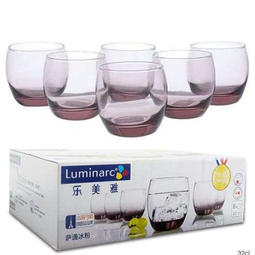 Luminarc 6 Pieces Of Ice Pink Water And Juice Glasses,Purple