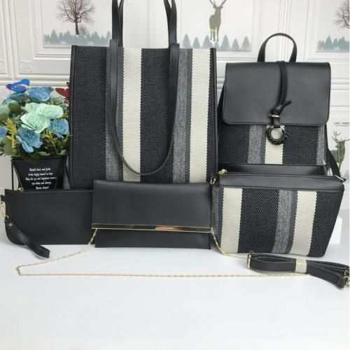 Generic 3 in 1 Faux Leather Handbag Set – Black	