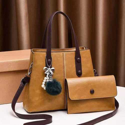 Generic Leather Handbag With Pouch – Brown	