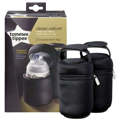 tommee tippee Insulated Baby Bottle Bags 2pack, Black	