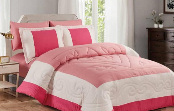 Duvet Cover with 1Bedsheet 2Pillowcases - Pink, White