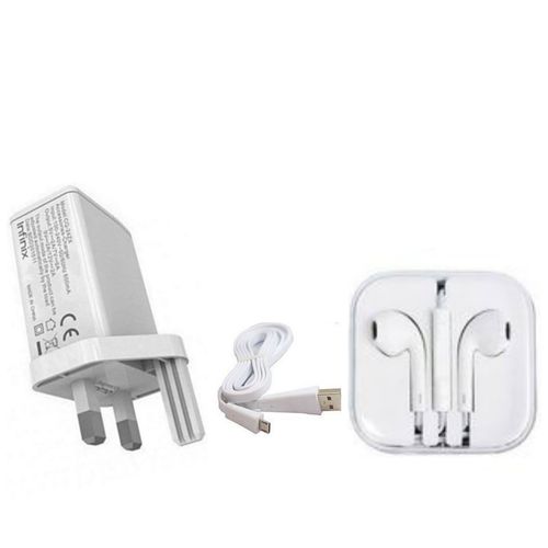Infinix Charger Usb Cable+Free Earpieces – White