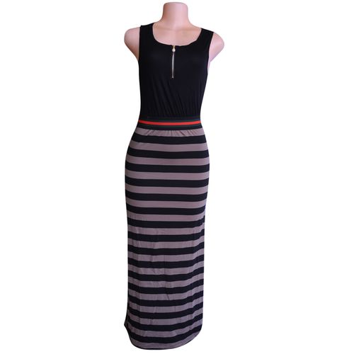 Agelex DLargge Women’s Arm-less Maxi Dress – Black