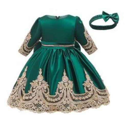 Generic Princess Kids Dress – Dark Green	