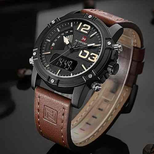 Naviforce Faux Leather Strapped Watch – Brown