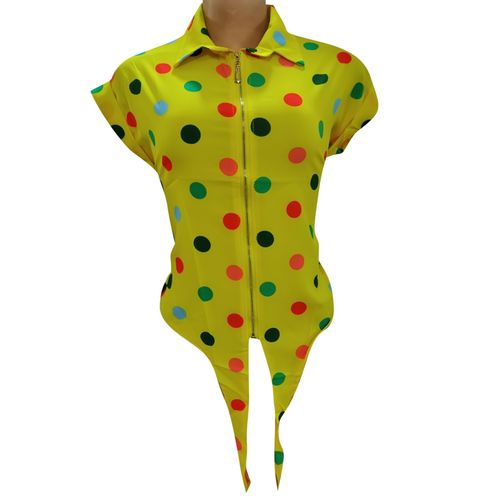 Agelex DLargge Female Polka Dots Zipper Top – Yellow