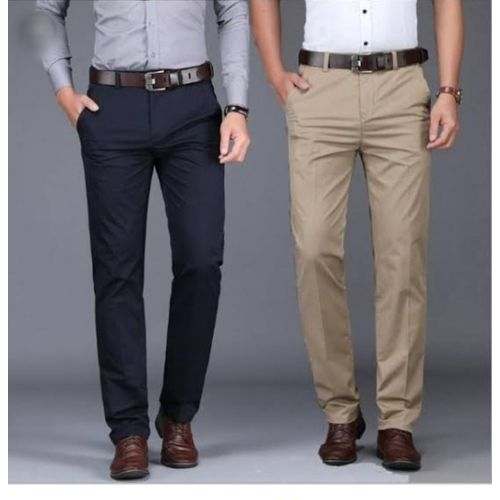 Generic Pack of 2 Men’s Formal Khaki Pants – Cream,Navy Blue	