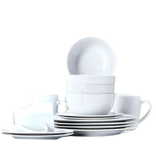 Generic Set Of 6 Dinner Plates Side Plates Soup Bowls And Cups – White