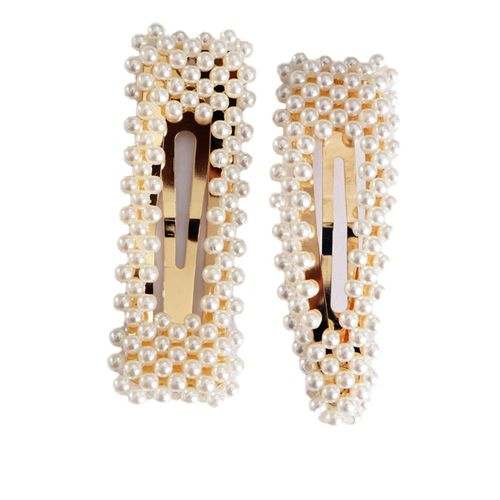 Generic 2 Hair Pearl Clips – White,Gold	