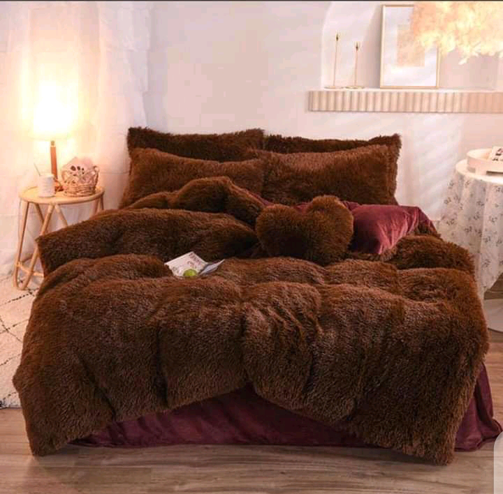 Comfortable Thick Woolen Soft Blanket Set - Brown