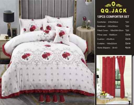 Duvet Cover with 1Bedsheet 2Pillowcases - Rosy Red