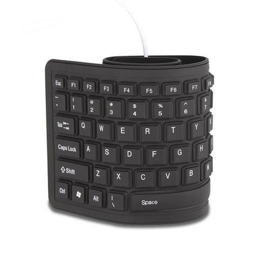 Generic USB Flexible Foldable Soft Touch Silicone Gel Keyboard for PC – Black