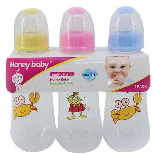 Generic Set of 3 Milk Honey Baby feeding Bottle 280 ml-Multi-Colours	