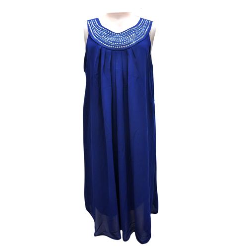 Generic Diamante Neckline Chiffon Dress – Navy Blue	