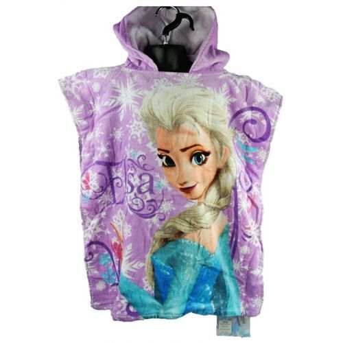 Disney Girls Disney Frozen Anna & Elsa Hooded Poncho Towel, Purple – One size	
