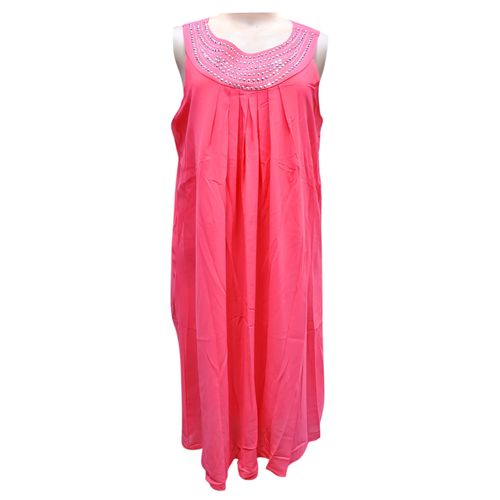 Generic Diamante Neckline Chiffon Dress – Pink
