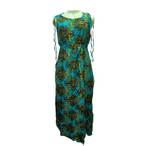 Agelex DLargge Vintage Print Arm-less Dress – Green